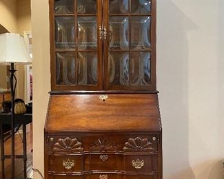 Antique Secretary Desk Wood With Hutch