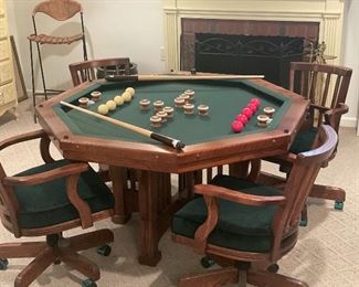 3 in 1 Table: Bumper Pool, Cards & Dining in Walnut