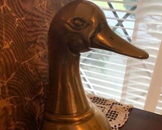 Brass duck head bookends