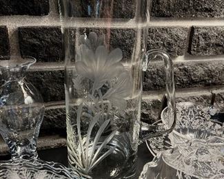 Etched water pitcher 