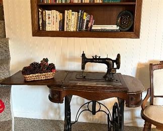 Pedal sewing machine and cabinet