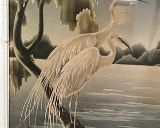 Vtg. 1950's Egrets Flamingos picture by Turner 