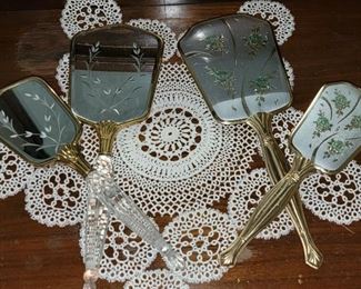 Vintage mirror/brush sets