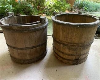 2 Timeless Wooden Water Pails