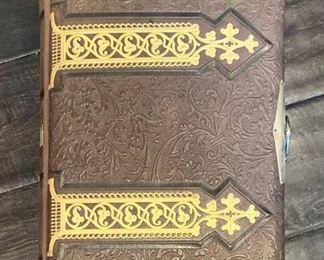 1800s Moroccan leather and Gilded Photo Album