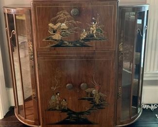 Asian Inspired Fold Out Top Bar Cabinet