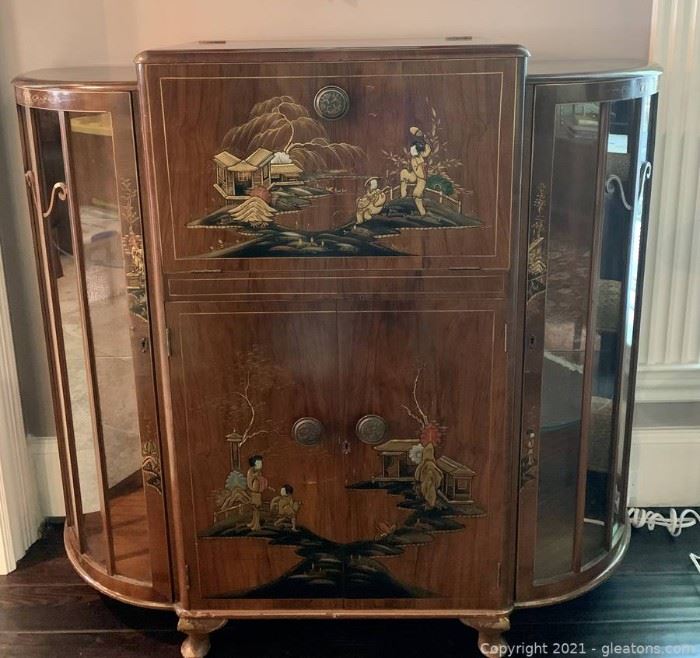 Asian Inspired Fold Out Top Bar Cabinet
