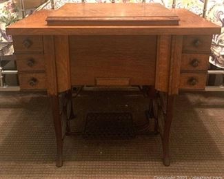 Automatic Brand Treadle Sewing Machine in Cabinet