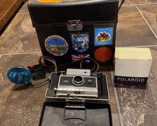 Camera Case with Polaroid Land Camera and Accessories