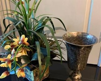 Decor Floral Planter and Metal Vase