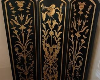 Traditional Black with Gold Hand Painted Screen
