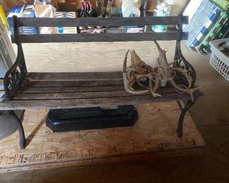 Wooden bench and deer sheds