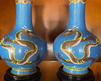 Pair cloisonné vases