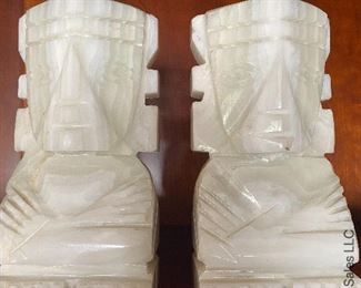 Pair cared stone bookends