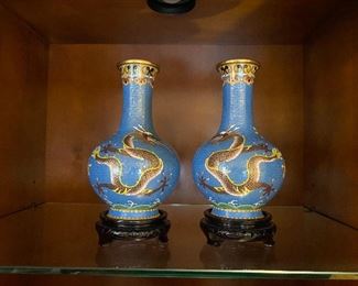 Pair cloisonné vases