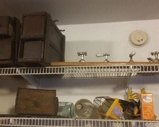 Repurposed vintage plumbing hardware now Coat/Hat Rack, Sewing Machine Drawers ready for a new purpose