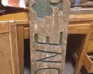 hand carved Lone Pine Sign