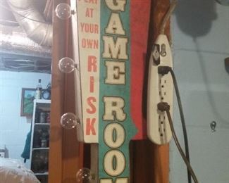Game Room Lighted Sign "Play At Your Own Risk"