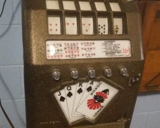 Vintage Jokers Wild .10 Slot Machine One Armed Bandit Pat. Pending