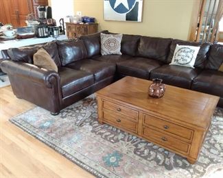 Ethan Allen Sofa sofa measures 132" by 105" -coffee table 48" by 30"