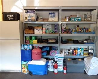 Tools, chemicals, picnic, fire extinguishers, household supplies, shelves for sale also