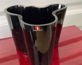 IITTALA Alvar Aalto SAVOY Vase Dark Cobalt (black) Glass. $75
