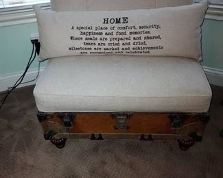 Charming Upcycled Trunk Chair with Pillow