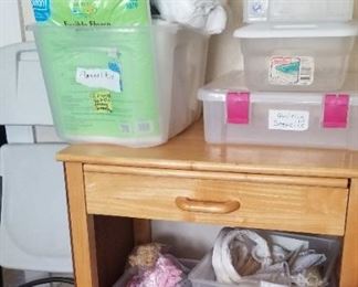 Handy craft table and bins