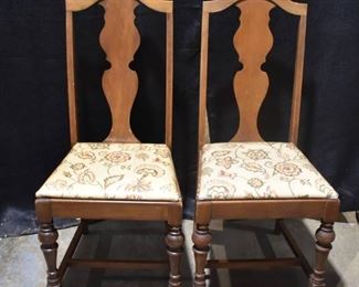 2 Antique Walnut Side Chairs Upholstered Seats