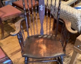 Antique rocking chair with inlay
