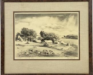 Adolf Dehn Lithograph "Minnesota Farm" 1935