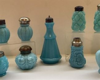 OPALINE AND MILK GLASS SHAKERS