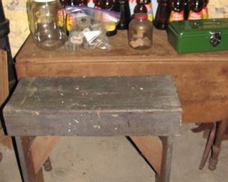 primitive tables and a Mrs. Butterworth army