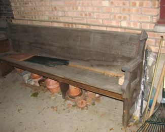 church pew (has been outside under covered area