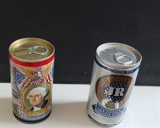 Collectible Empty Pull Cans - George Washington and JR Ewing 