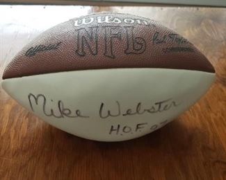 MIke Webster (Hall of Fame 1997) Autographed Football 