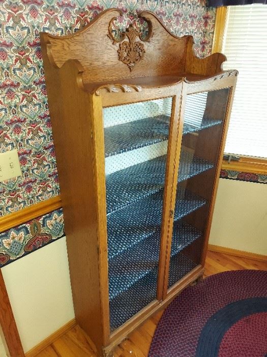 Antique Oak Victorian Library Bookcase