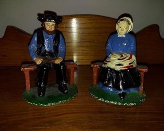 Pair of Amish Cast Iron Figures