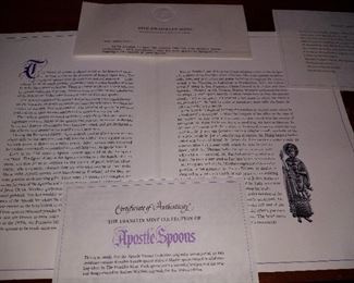 Paperwork for Apostle Spoons