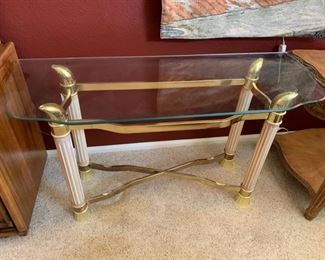 Glass metal entryway table