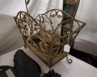 All metal magazine, bathroom basket.