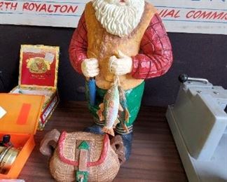 Fishing  Santa Clause new in box Christmas decoration. About 2 1/2 feet high 