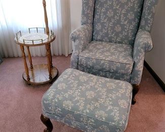 Wing back chair with ottoman $50