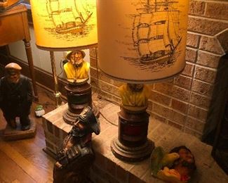 cool lamps with fishermen for bases