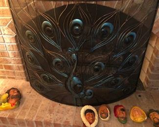 this is a GORGEOUS peacock fireplace screen