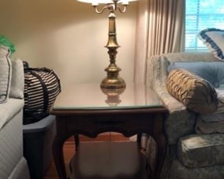 Beautiful End Table and Brass Lamp - 2 of each