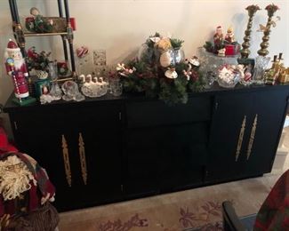 Black Lacquer Buffet and Holiday Decor