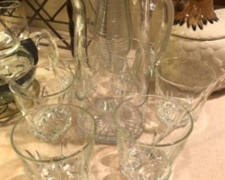 Crystal Pitcher and Glasses