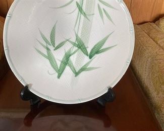 Green Bamboo Japanese Decorative Plate, Vintage