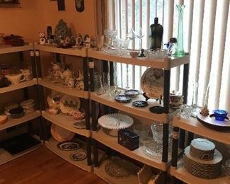 Crystal and other serving pieces! Several dish sets! Teacup collection!
